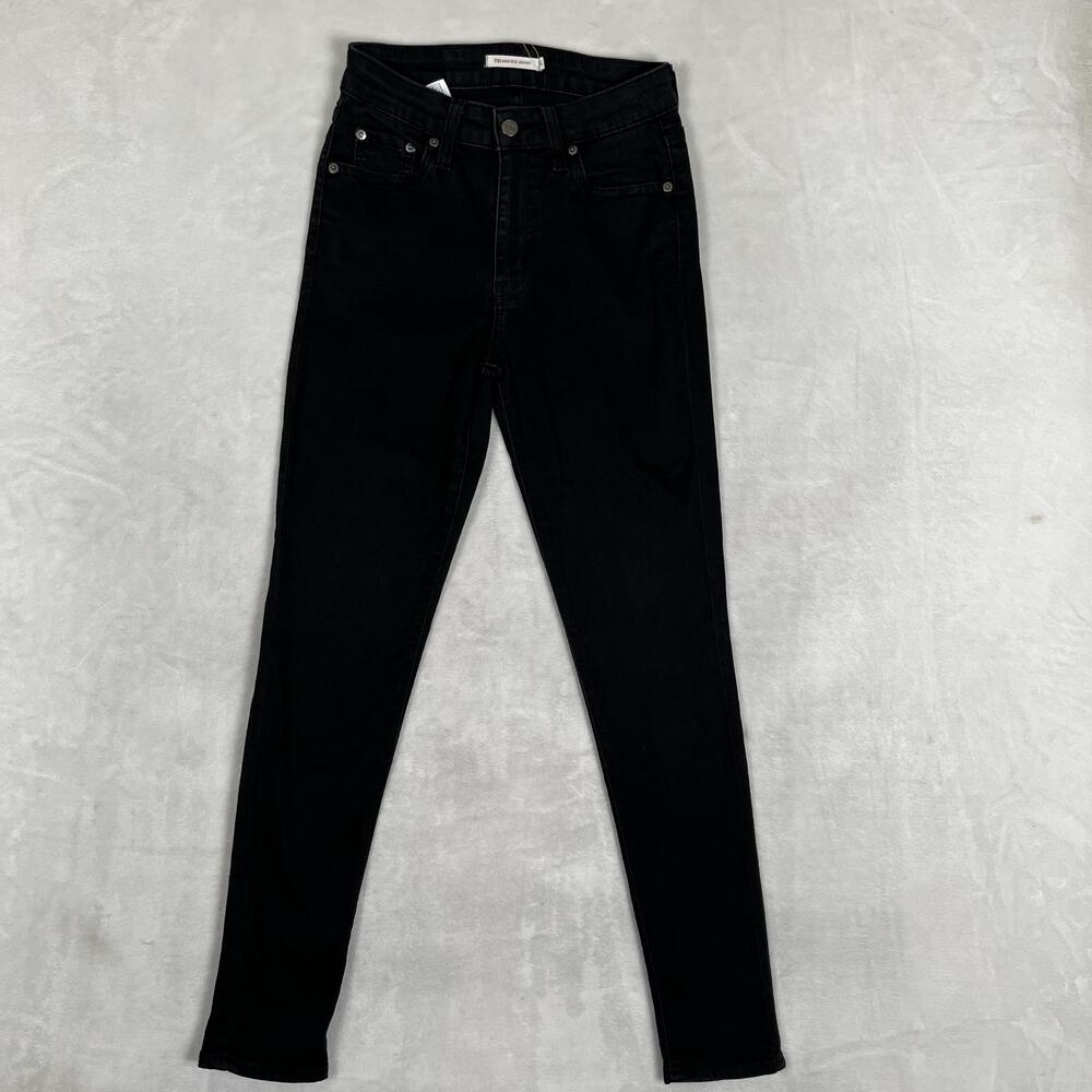 Levi's 721 High Rise Skinny Jeans Womens 26x30 Black Dark Wash Stretch Denim